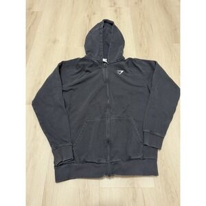 Gymshark Hoodie Women's Medium Black Full Zip Fleece Sweatshirt Logo Athletic